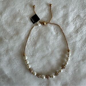 NWT Banana Republic Pearl & Rhinestone adjustable bracelet